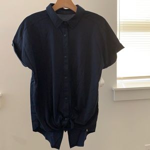 Spring cap sleeve button up blouse